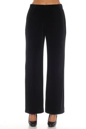 Joseph Ribkoff Black Velvet Pull On Wide Leg Trousers 244927