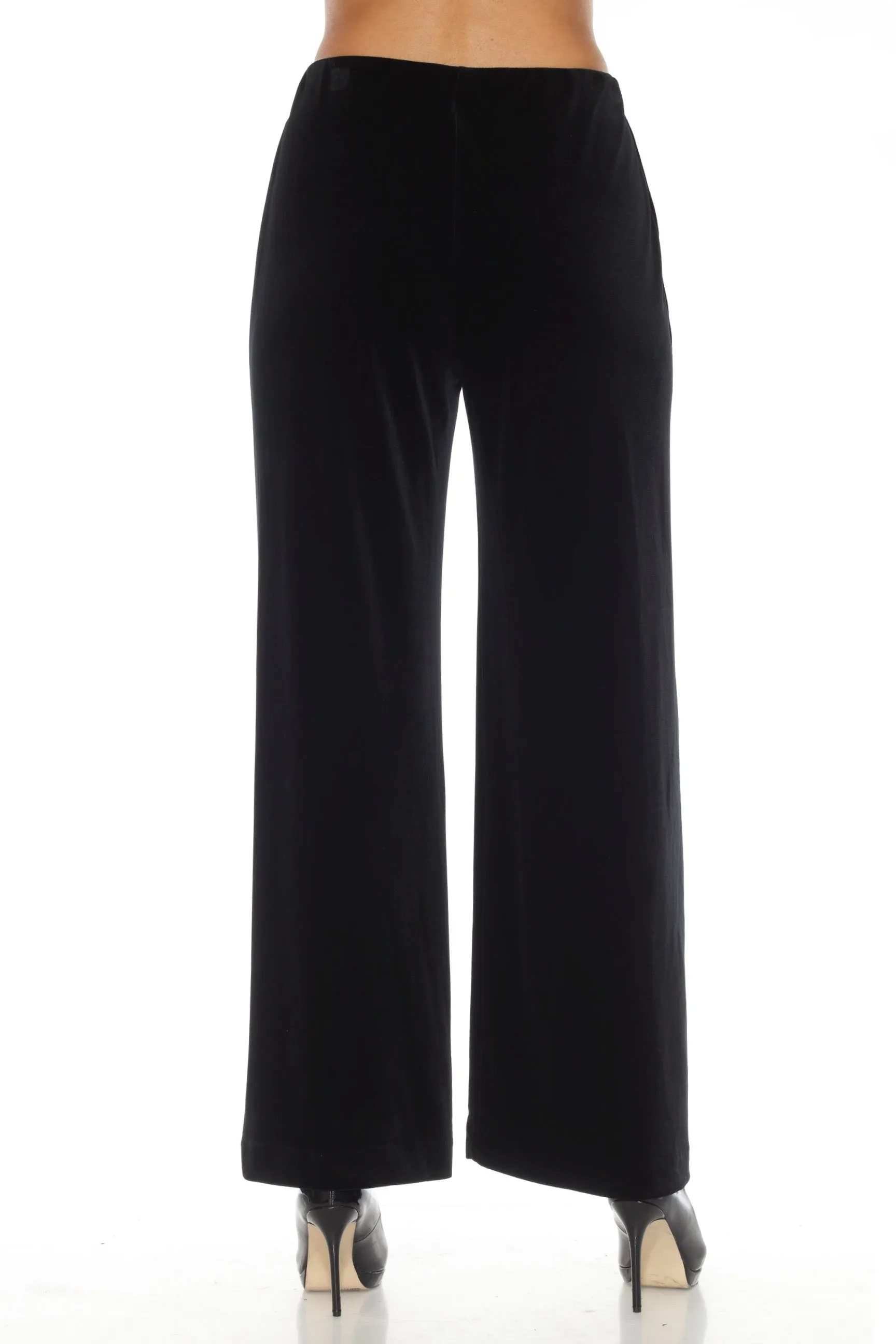 Joseph Ribkoff Black Velvet Pull On Wide Leg Trousers 244927
