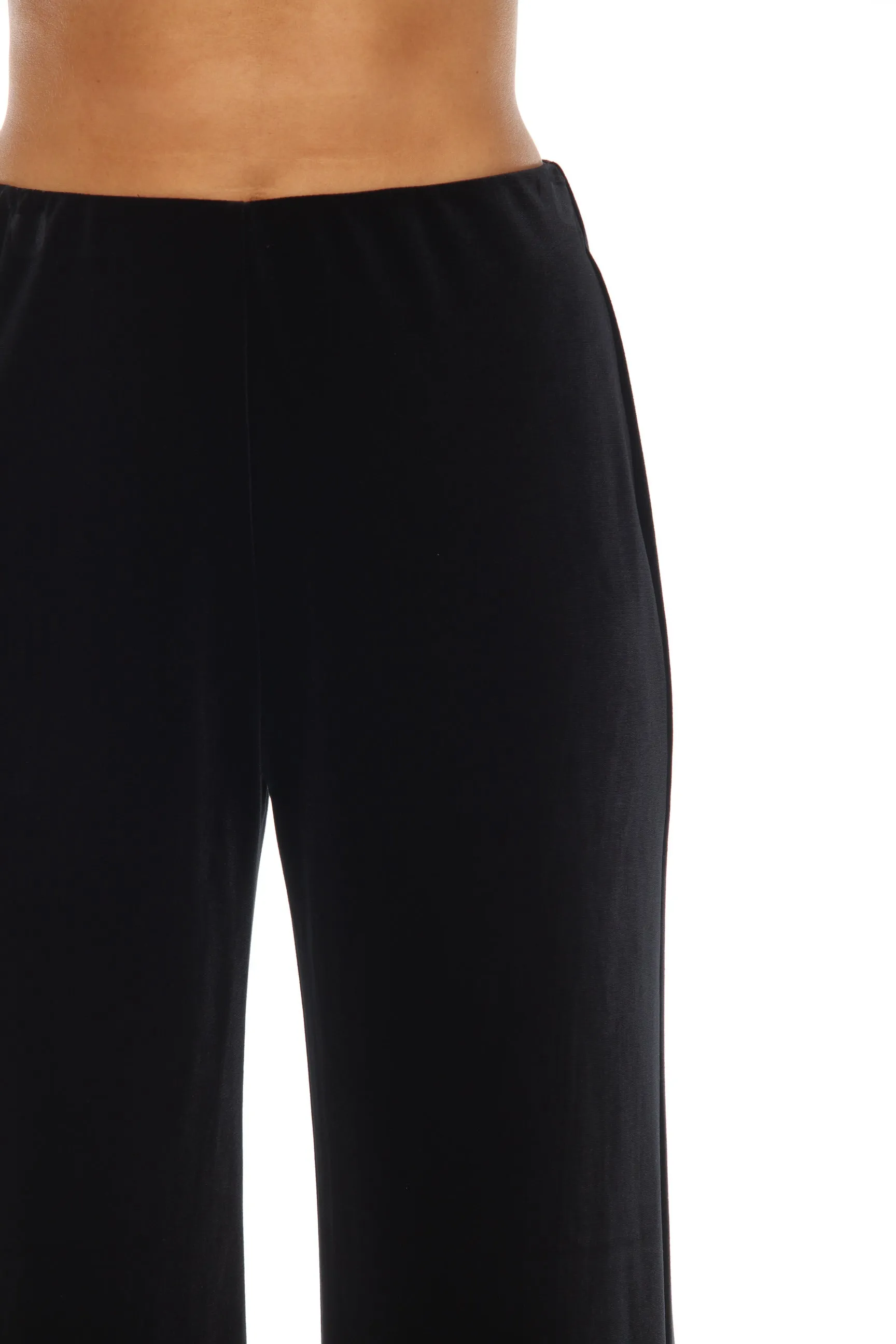 Joseph Ribkoff Black Velvet Pull On Wide Leg Trousers 244927