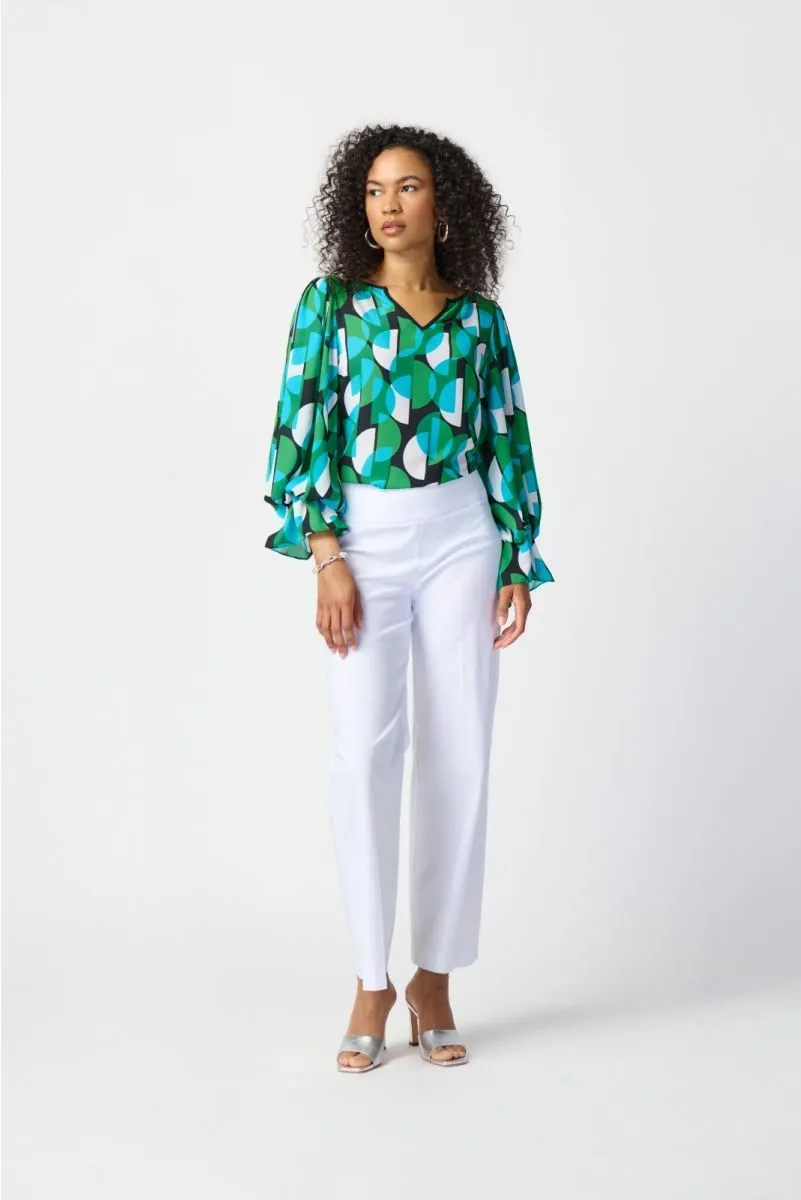 Joseph Ribkoff White Pull On Wide-Leg Business Trouser Pants 241136