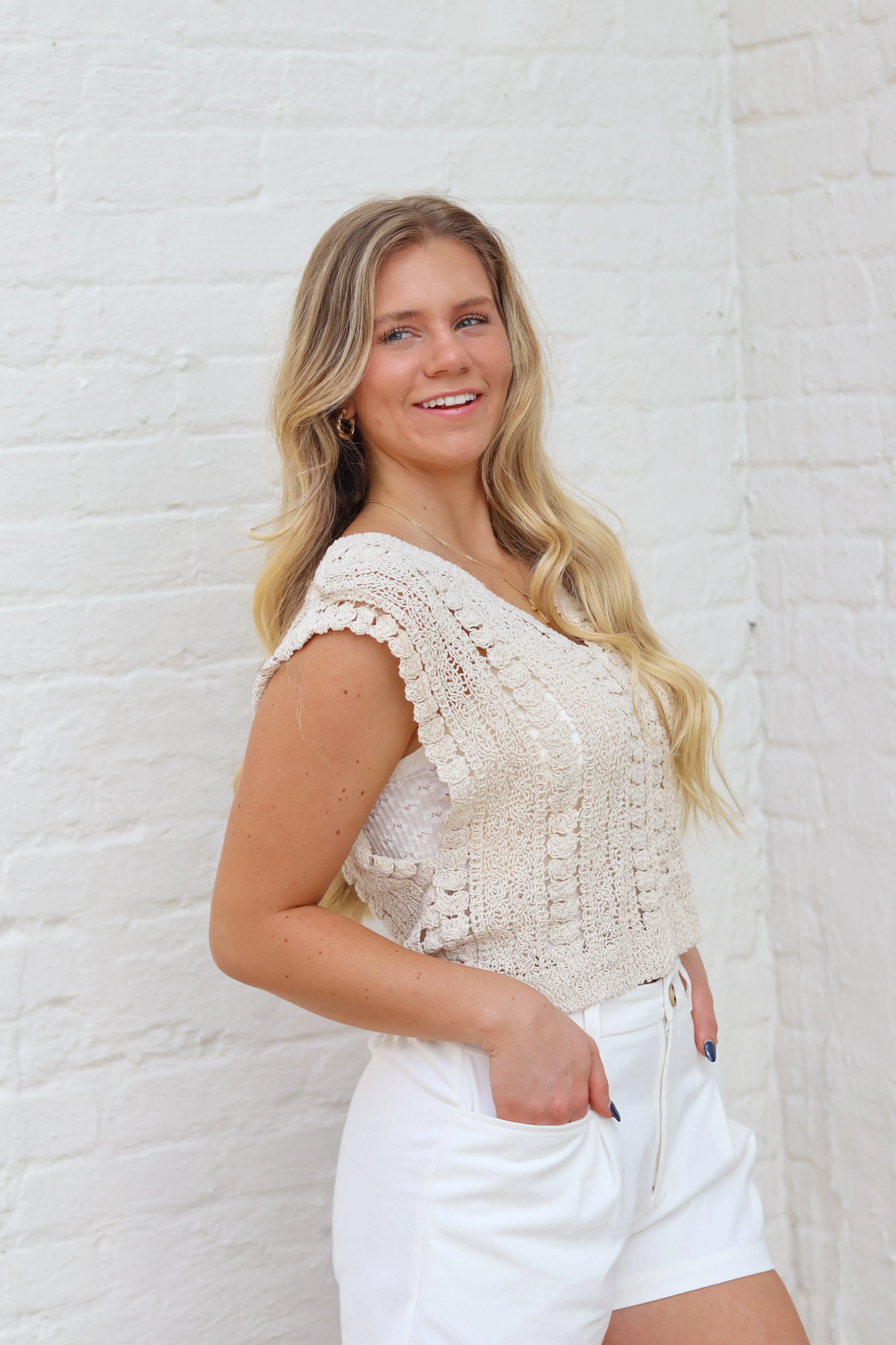 Juliana Crochet Top - Natural