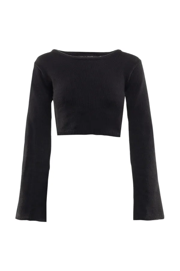 Kaira Knit Crop Top Black