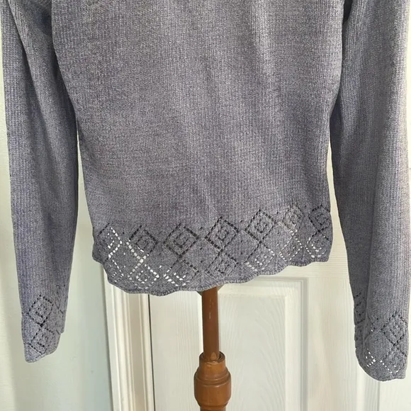 Karen Scott crop sweater long sleeve cutouts soft periwinkle blue women PS