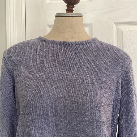 Karen Scott crop sweater long sleeve cutouts soft periwinkle blue women PS