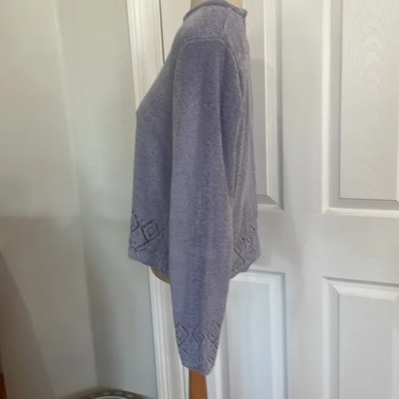 Karen Scott crop sweater long sleeve cutouts soft periwinkle blue women PS