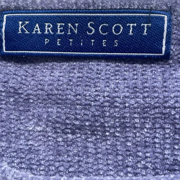 Karen Scott crop sweater long sleeve cutouts soft periwinkle blue women PS