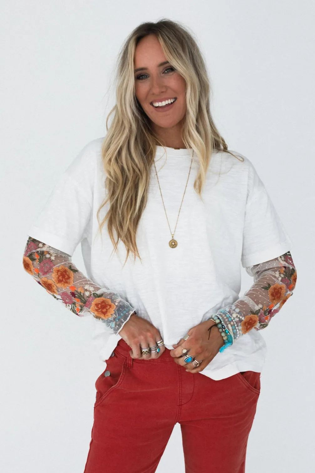 Kindred Floral Embroidered Top - Off White