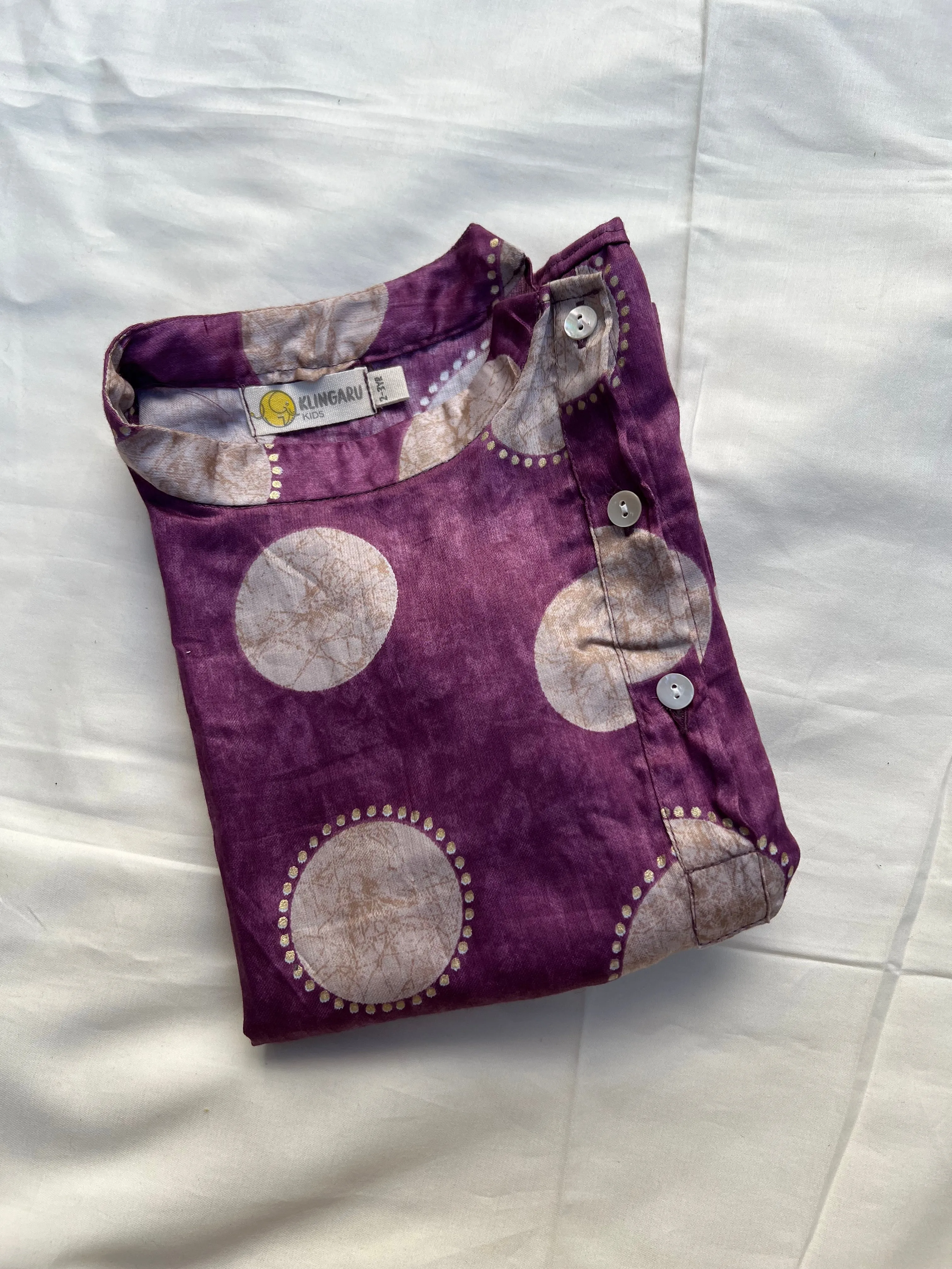 Klingaru Festive Long Kurta - Purple Polka