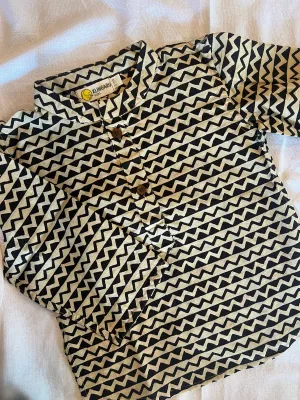 Klingaru Full Sleeves Short Kurta - Black and Beige ( Last Pieces )