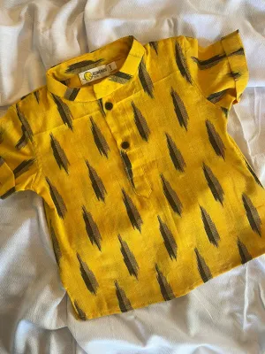 Klingaru Short Kurta - Turmeric Yellow in Ikat