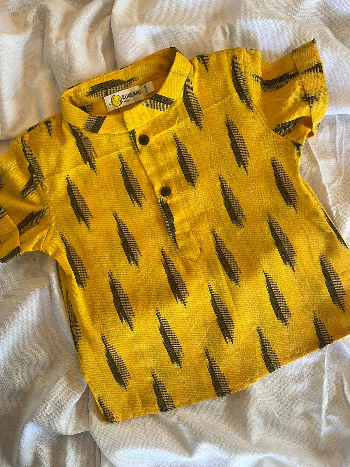 Klingaru Short Kurta - Turmeric Yellow in Ikat