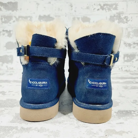 Koolaburra Ugg Remley Mini Blue Suede Fur Winter Boots O748