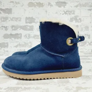Koolaburra Ugg Remley Mini Blue Suede Fur Winter Boots O748