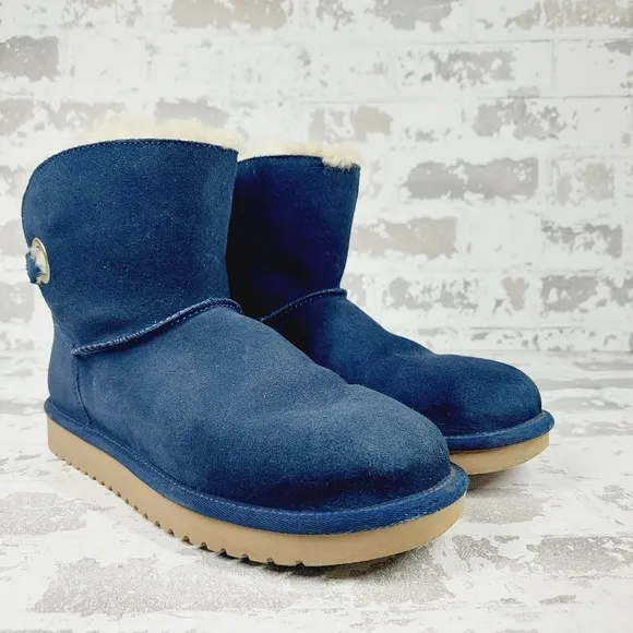 Koolaburra Ugg Remley Mini Blue Suede Fur Winter Boots O748