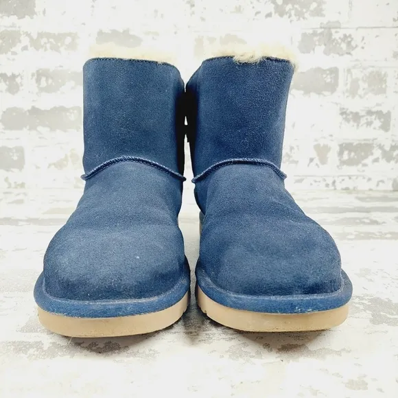 Koolaburra Ugg Remley Mini Blue Suede Fur Winter Boots O748