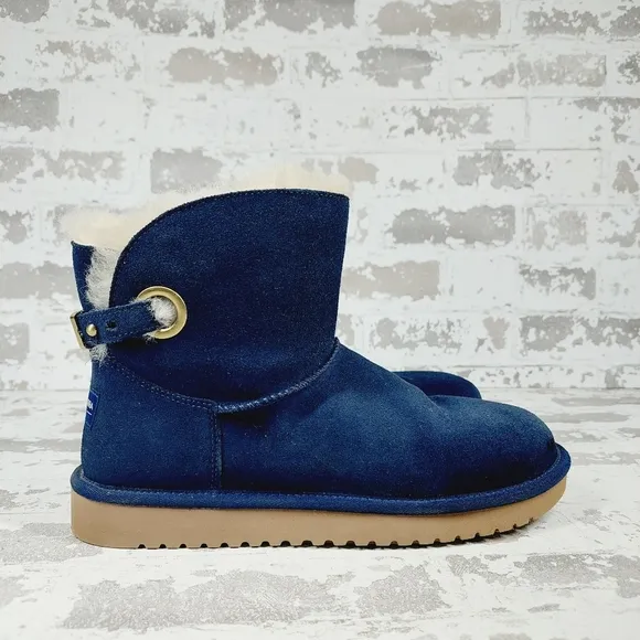 Koolaburra Ugg Remley Mini Blue Suede Fur Winter Boots O748