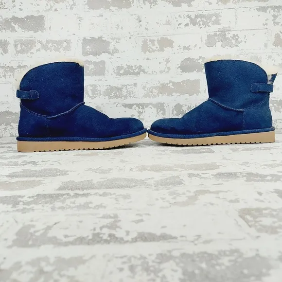 Koolaburra Ugg Remley Mini Blue Suede Fur Winter Boots O748