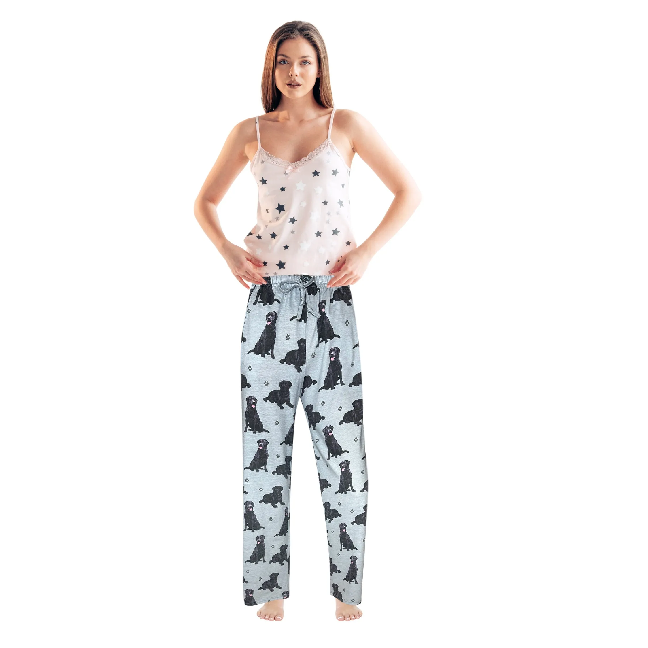 Labrador Black Pajama Bottoms - Unisex Cotton Blend PJs