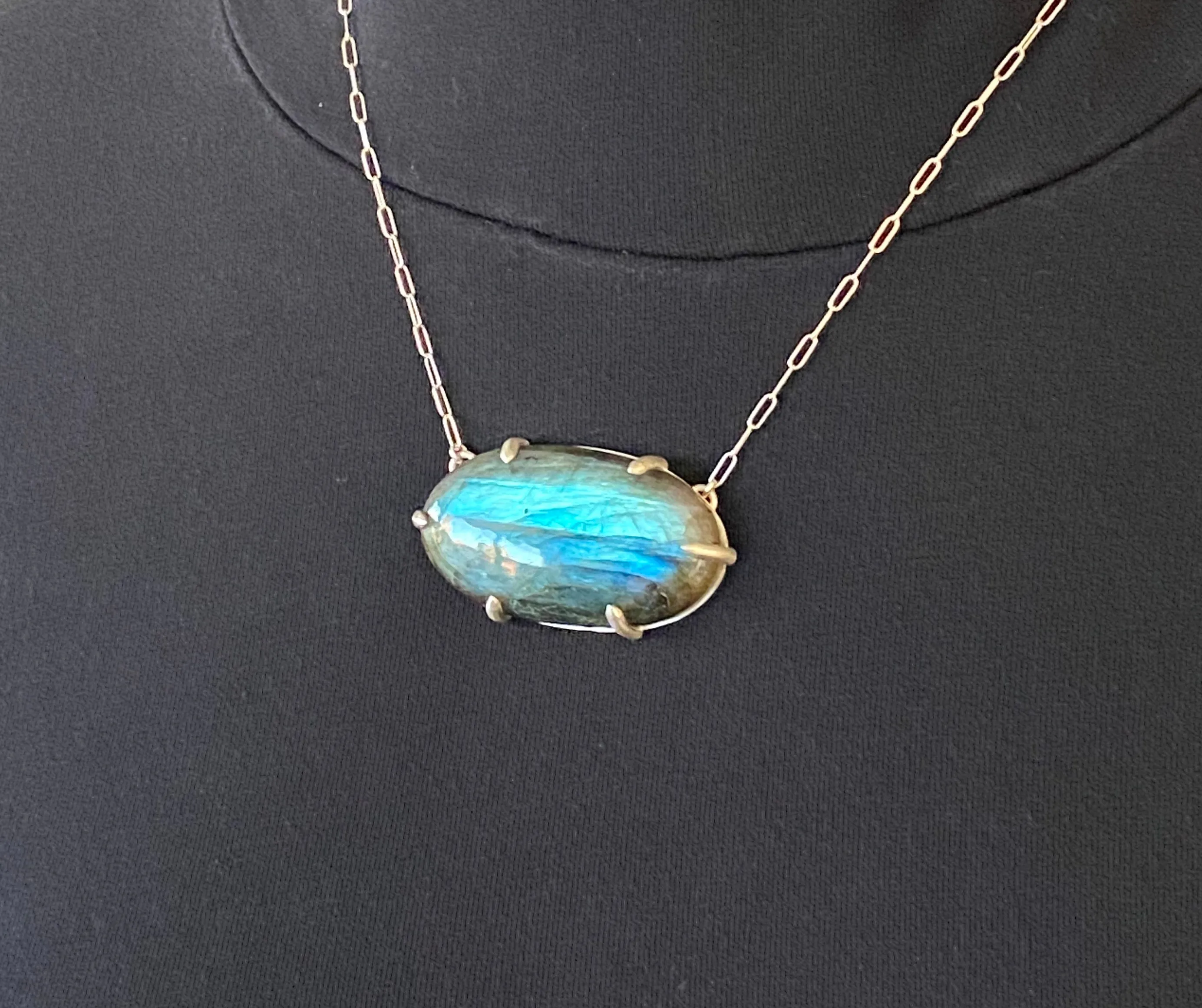 Labradorite Pendant Sterling Silver Necklace