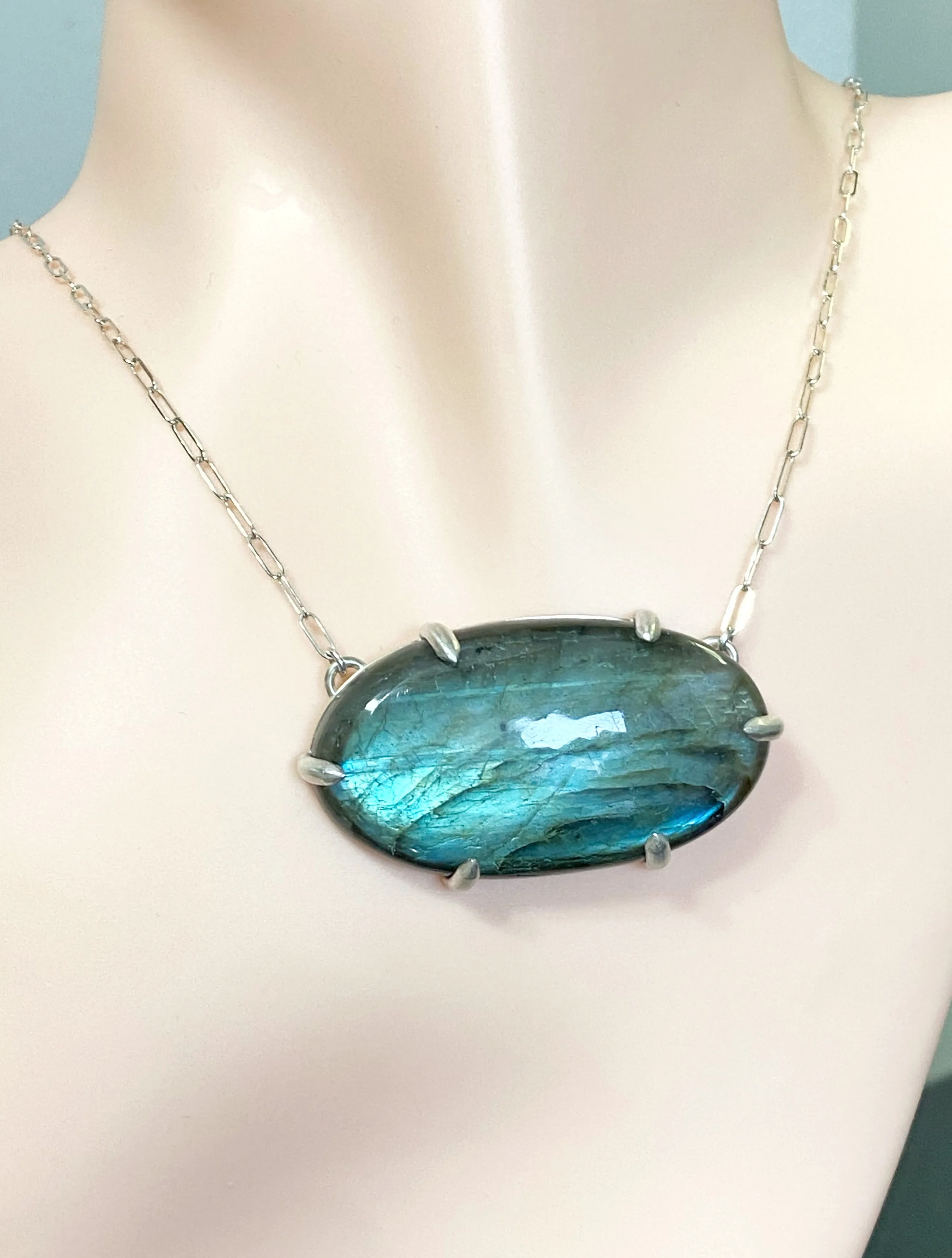 Labradorite Pendant Sterling Silver Necklace