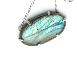 Labradorite Pendant Sterling Silver Necklace