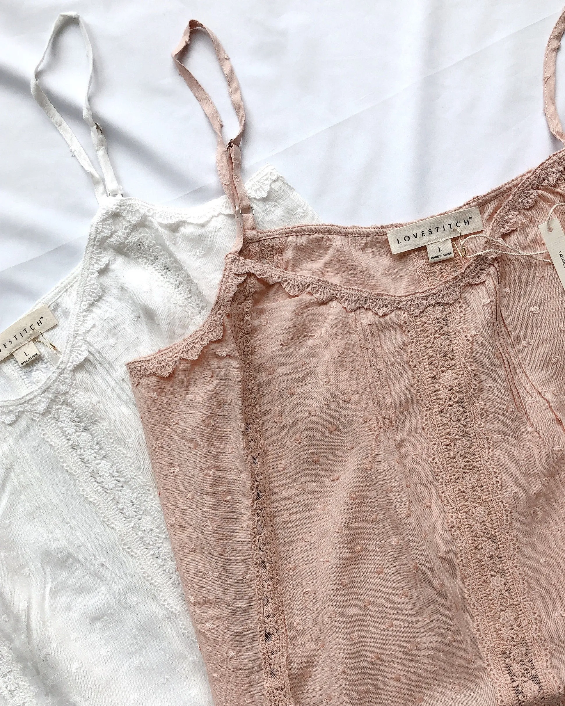 Lace Dot Trim Cami Top