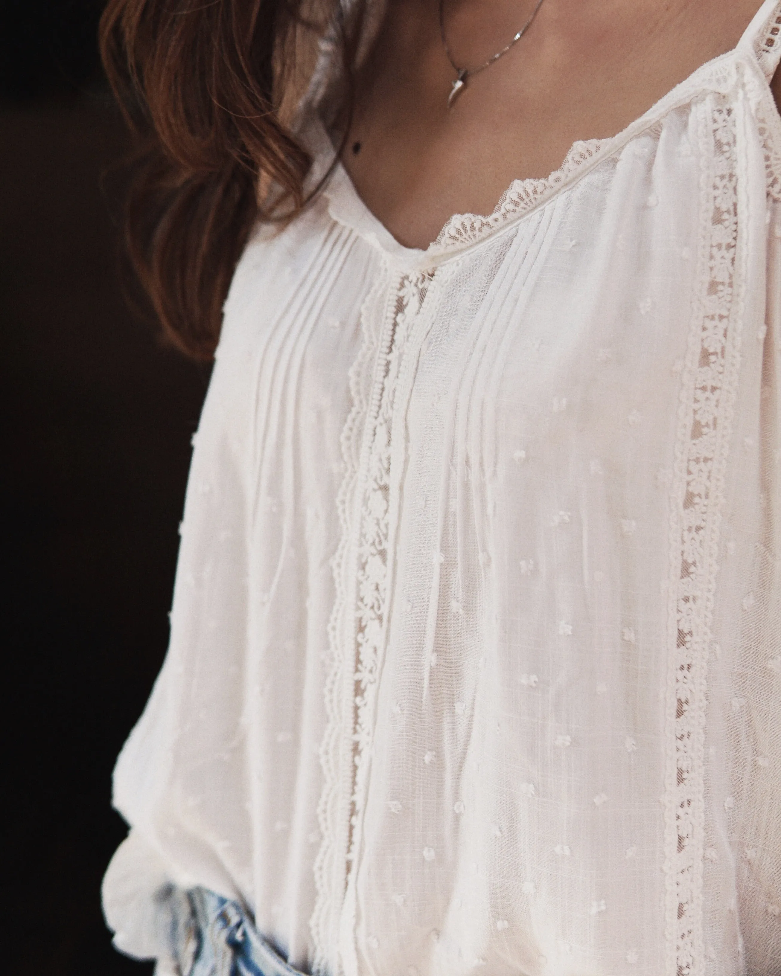 Lace Dot Trim Cami Top