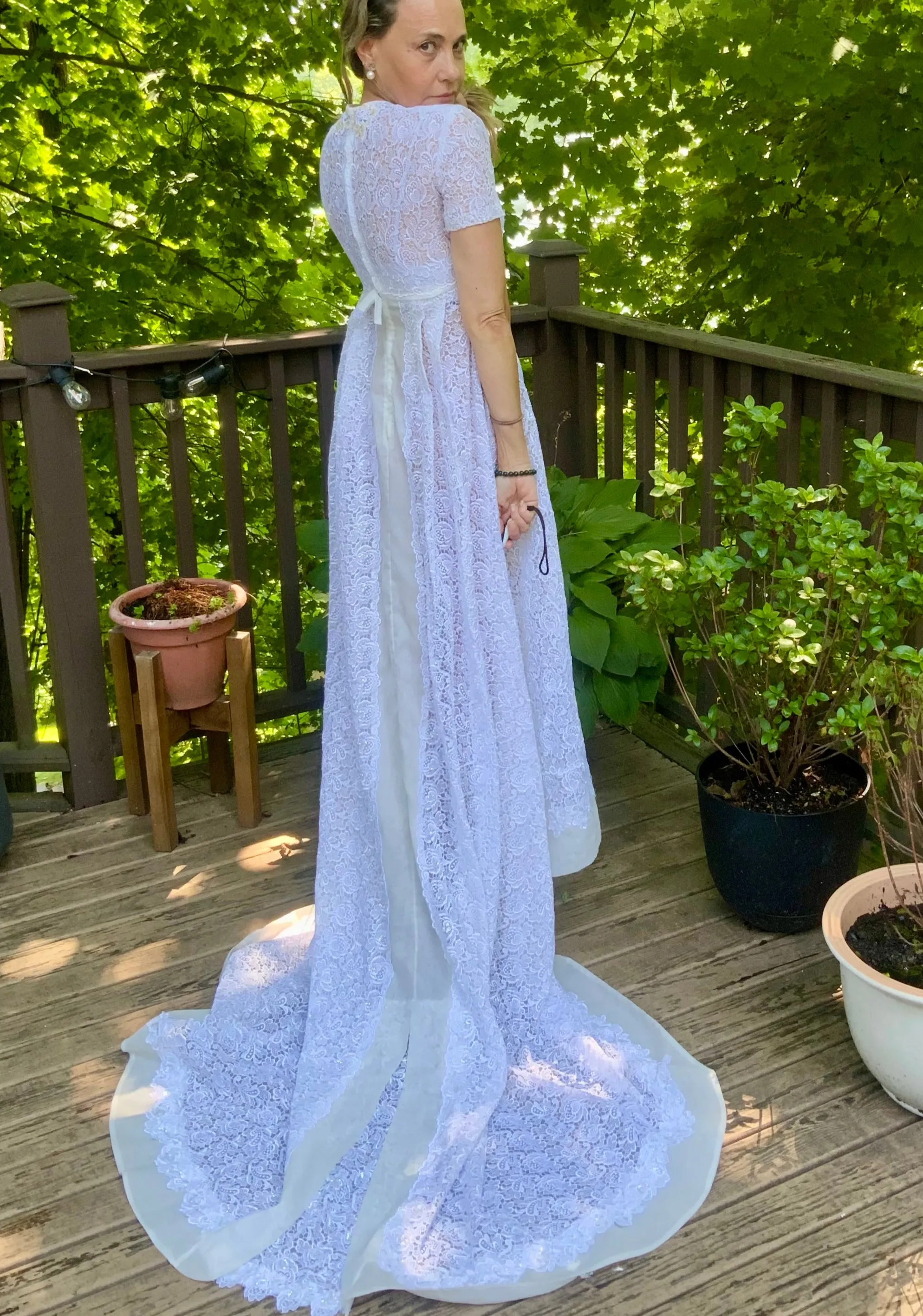Lace Sequin Wedding Dress - 60s
