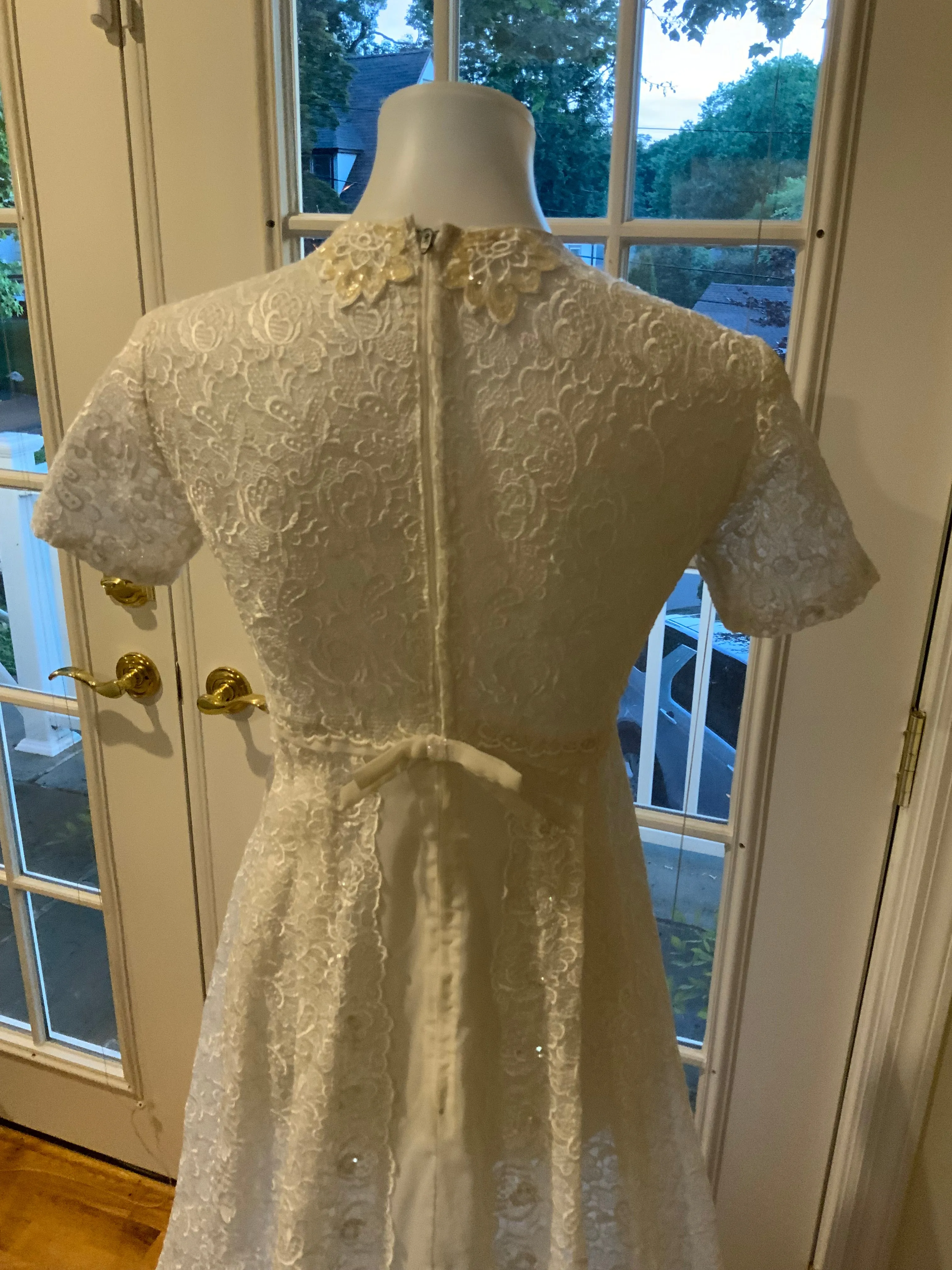 Lace Sequin Wedding Dress - 60s
