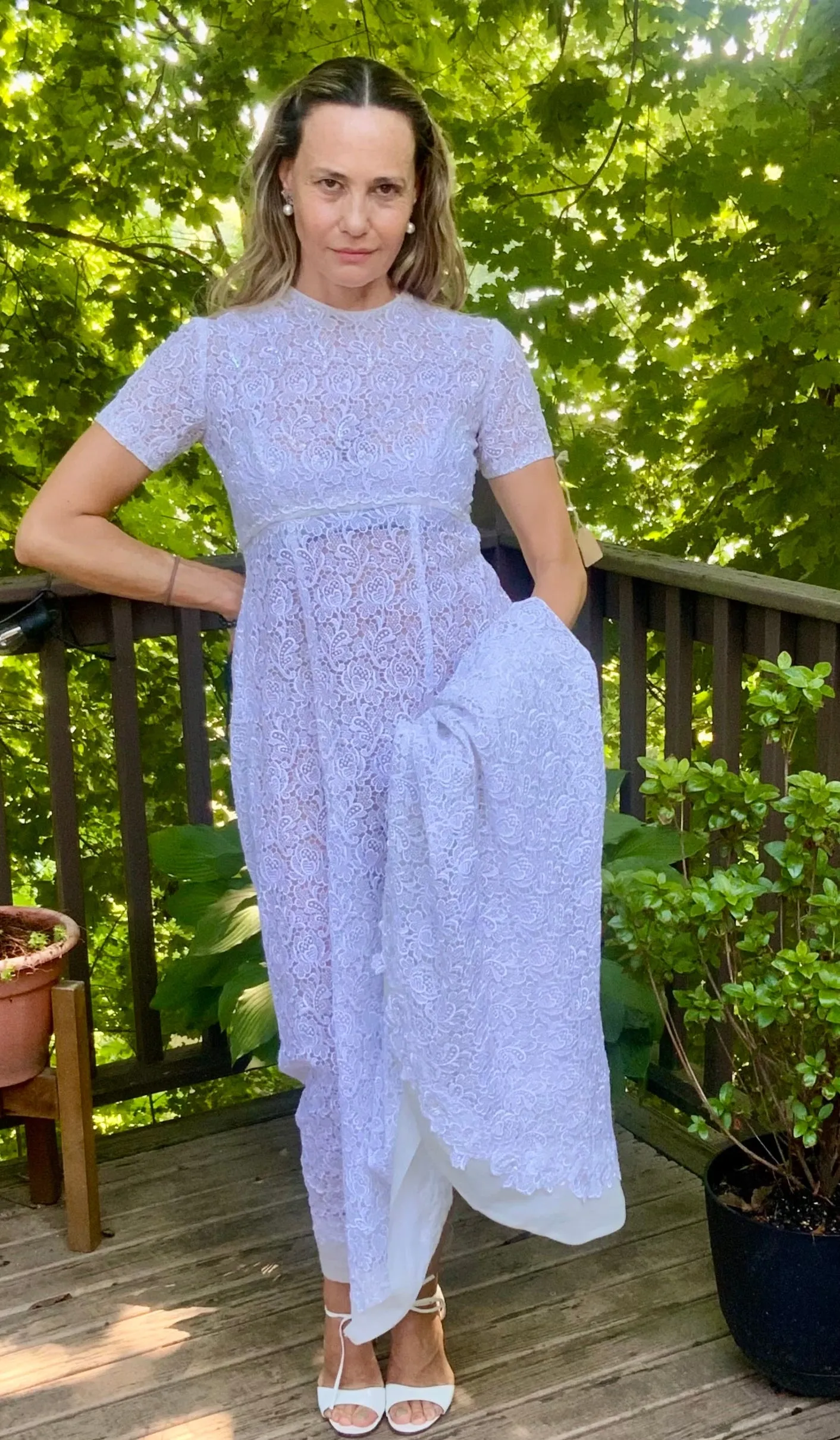 Lace Sequin Wedding Dress - 60s
