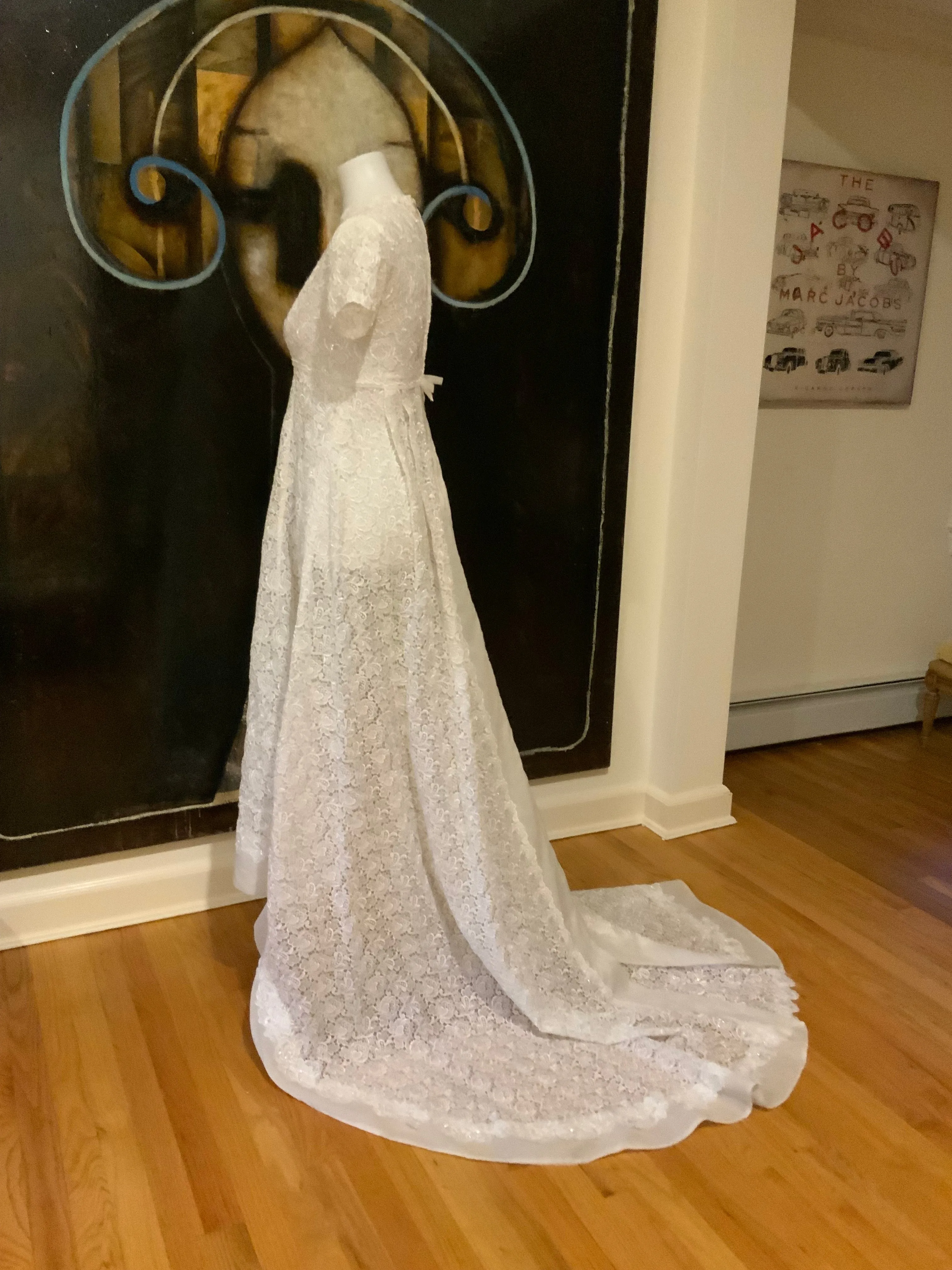 Lace Sequin Wedding Dress - 60s