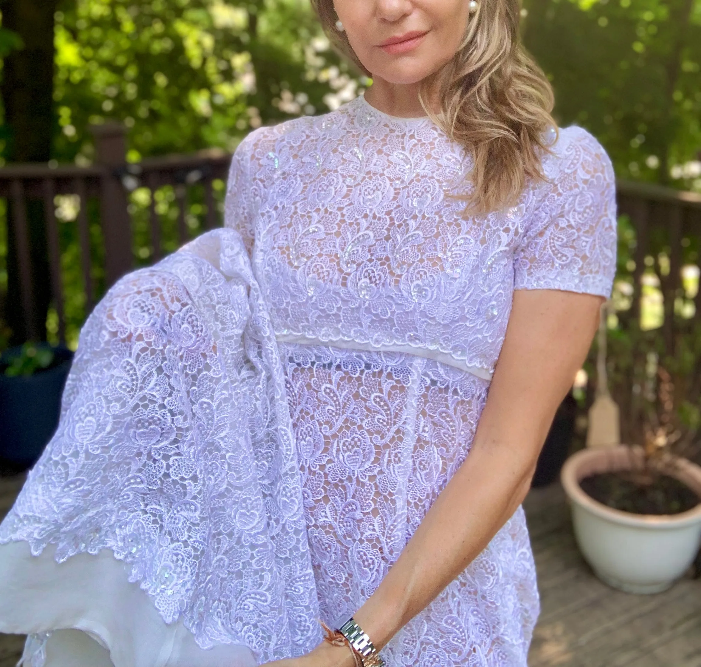 Lace Sequin Wedding Dress - 60s