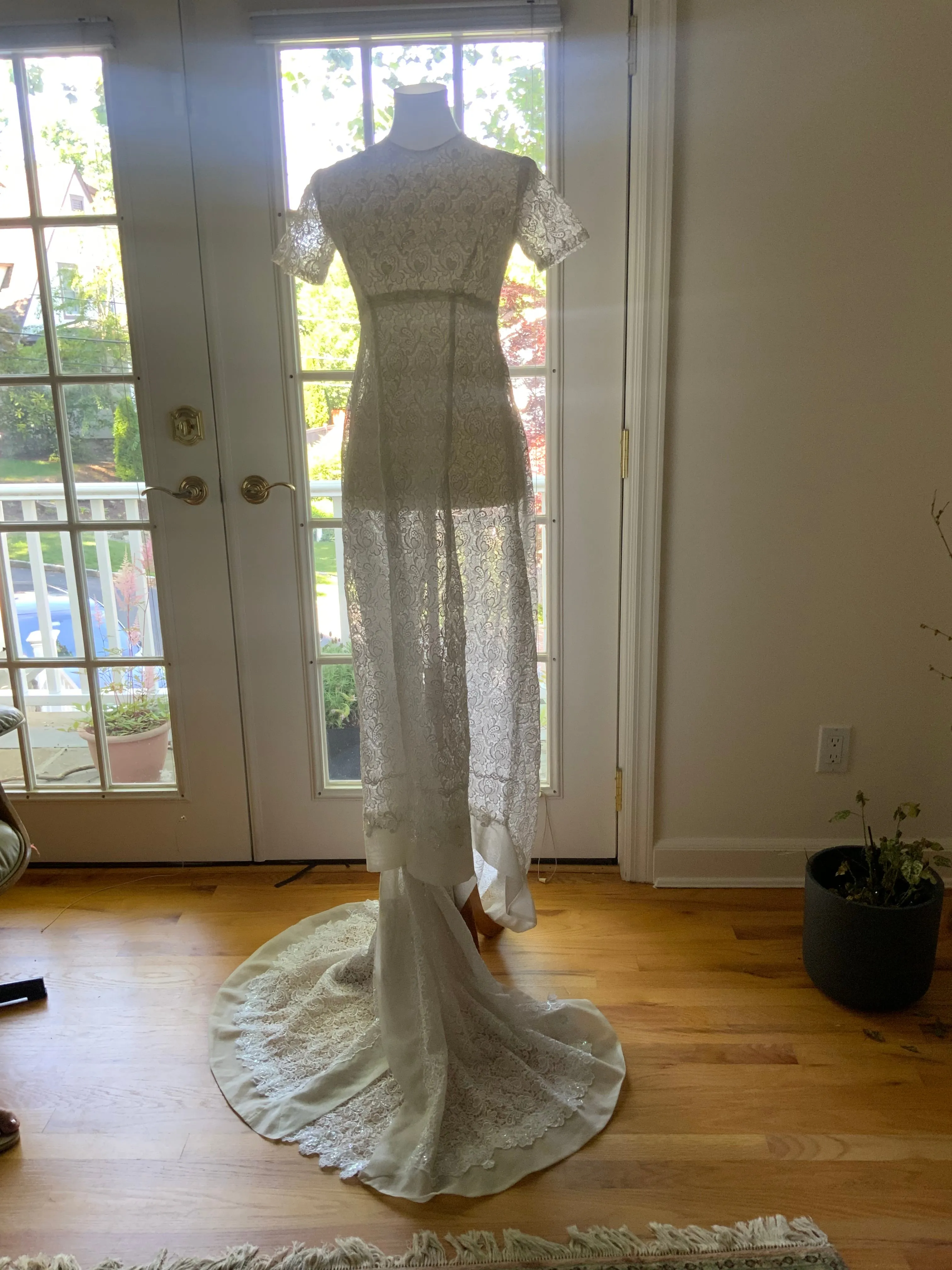 Lace Sequin Wedding Dress - 60s