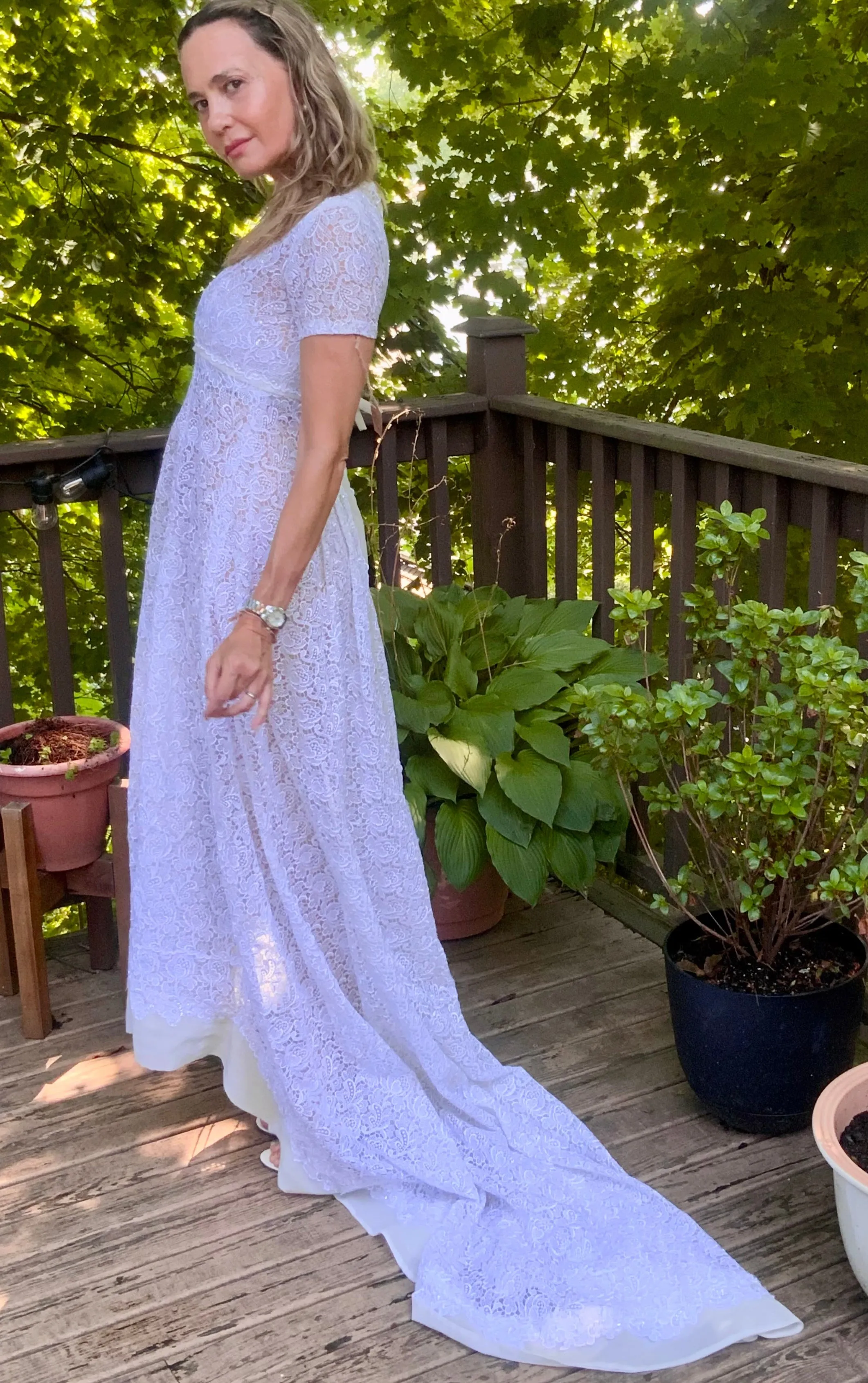 Lace Sequin Wedding Dress - 60s