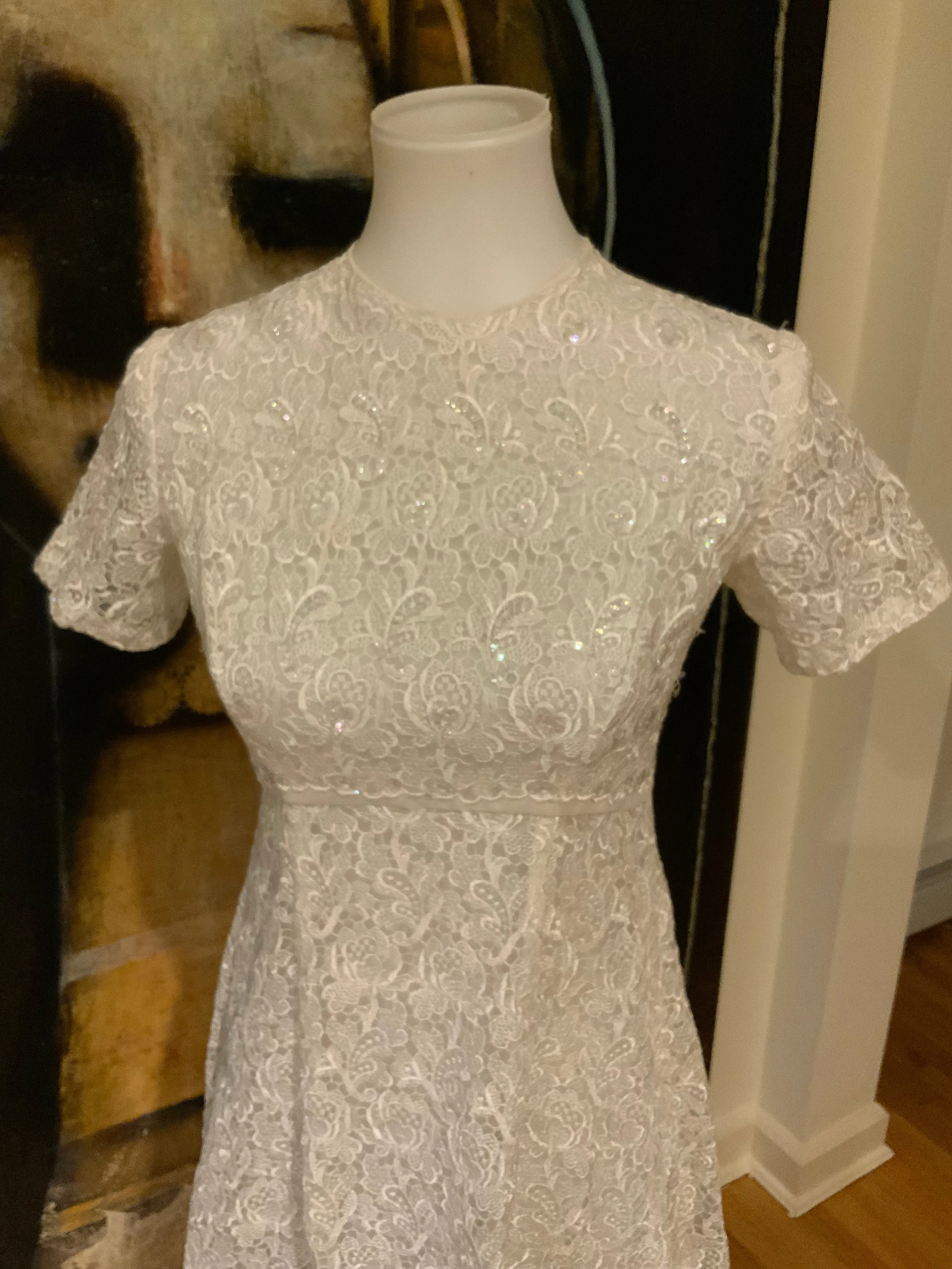 Lace Sequin Wedding Dress - 60s