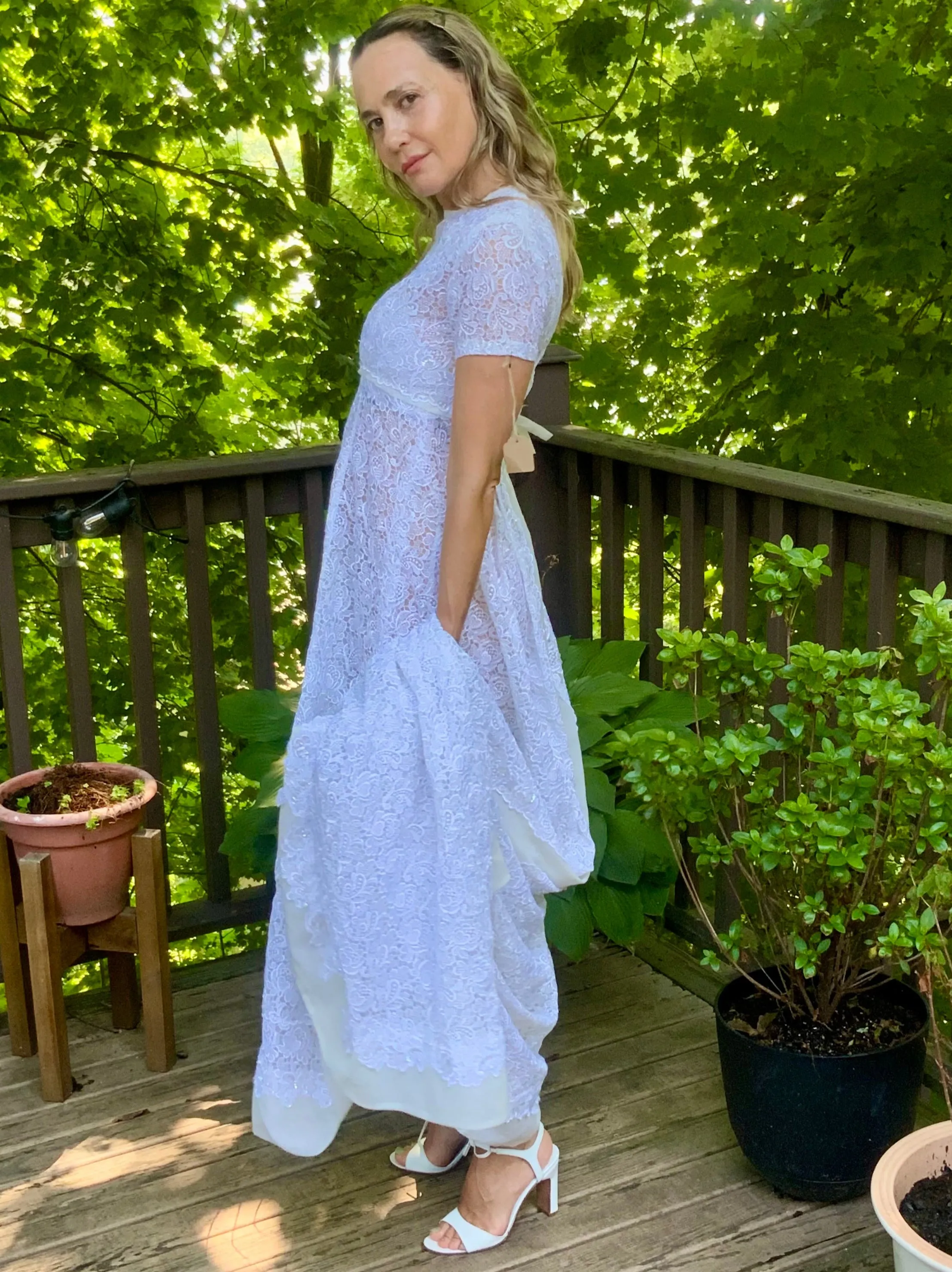 Lace Sequin Wedding Dress - 60s