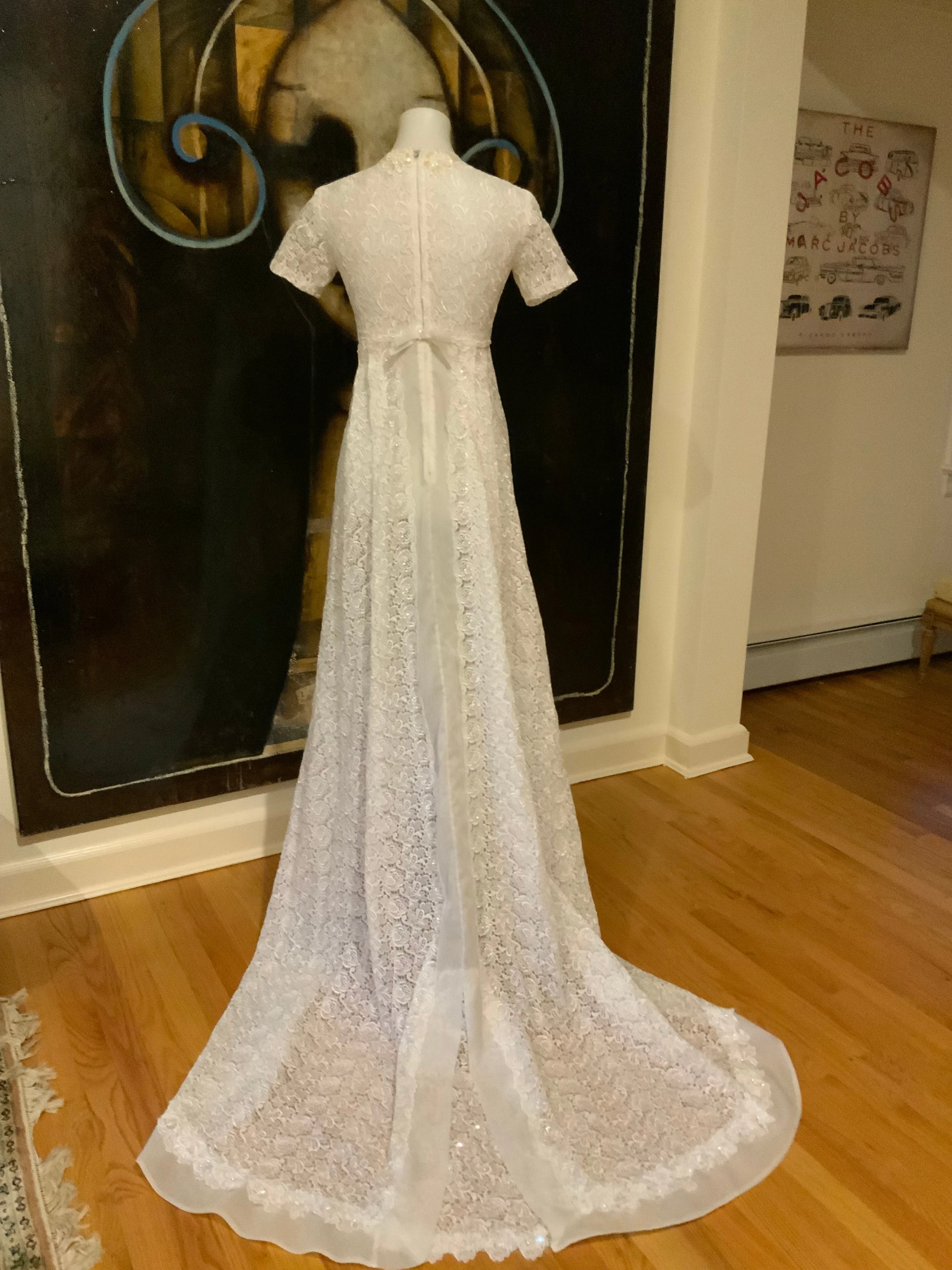 Lace Sequin Wedding Dress - 60s