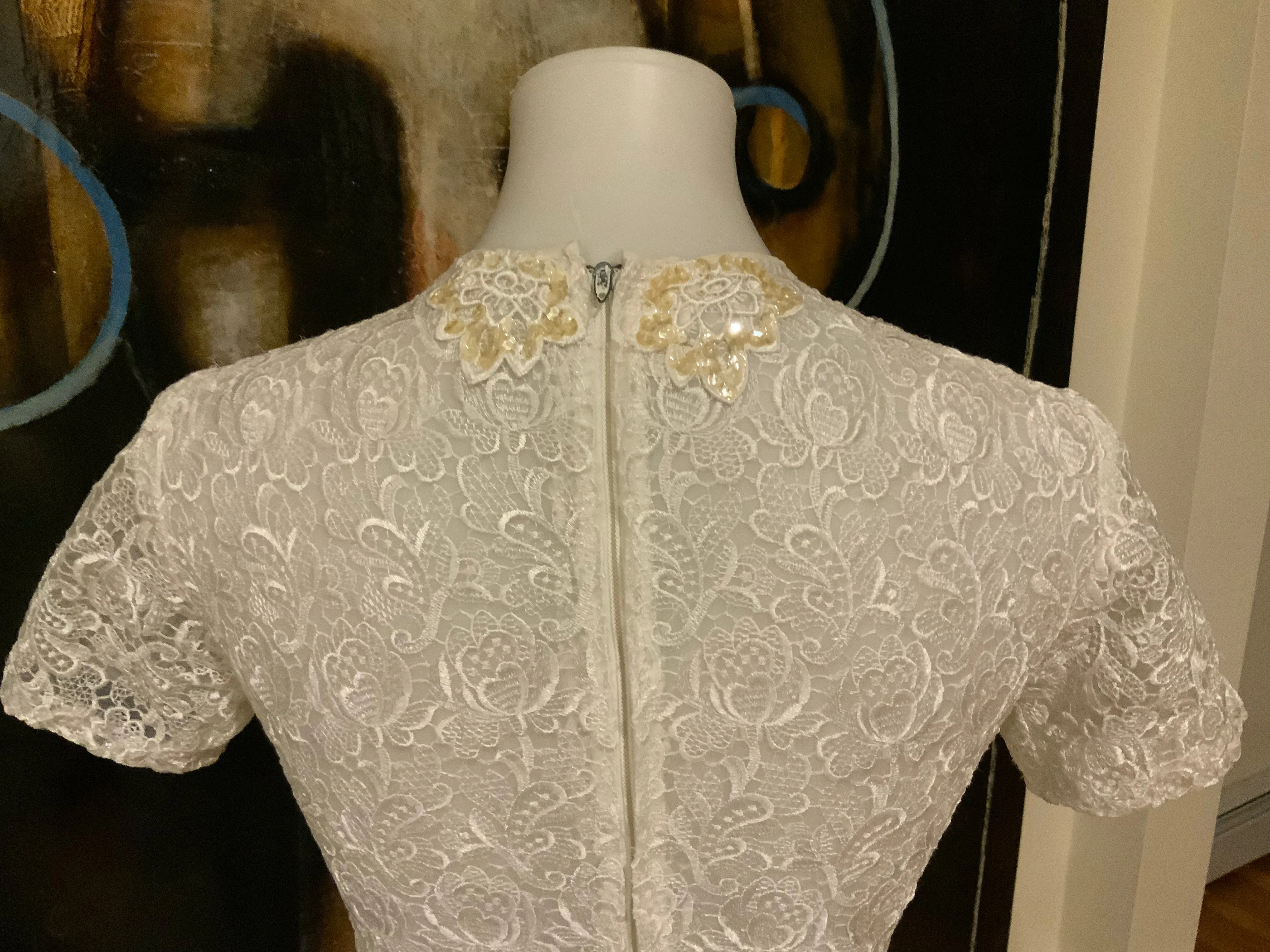 Lace Sequin Wedding Dress - 60s