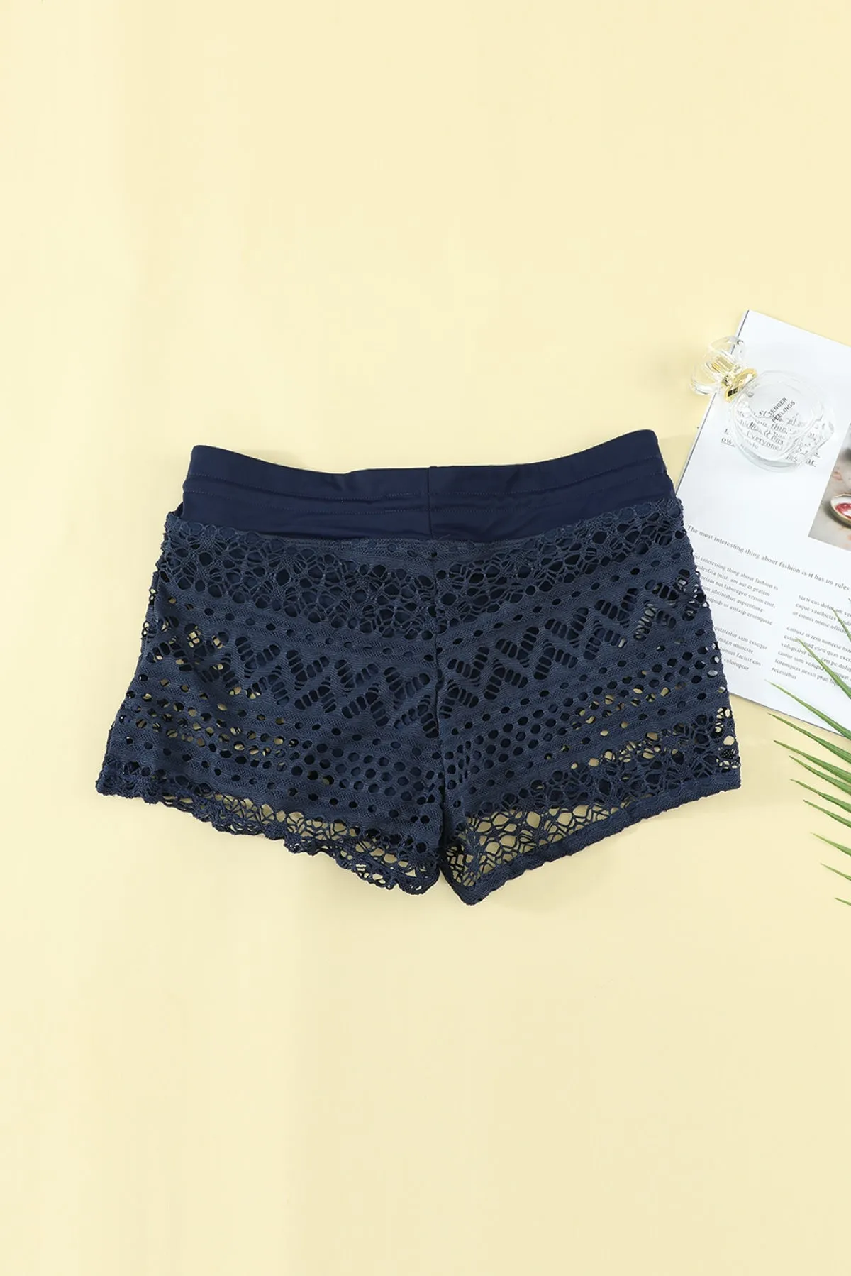 Lace Shorts Attached Swim Bottom