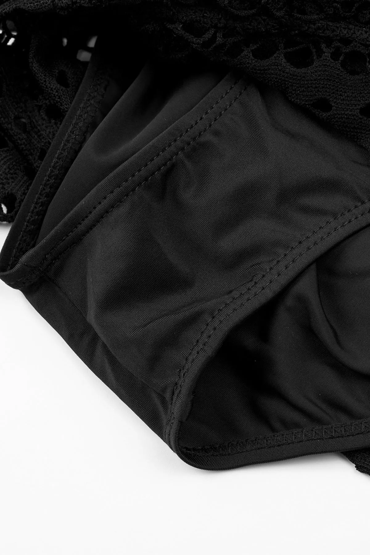 Lace Shorts Attached Swim Bottom