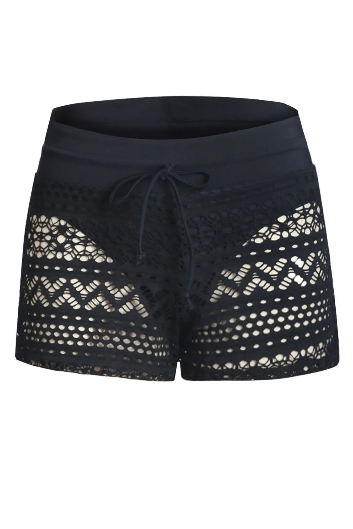 Lace Shorts Attached Swim Bottom
