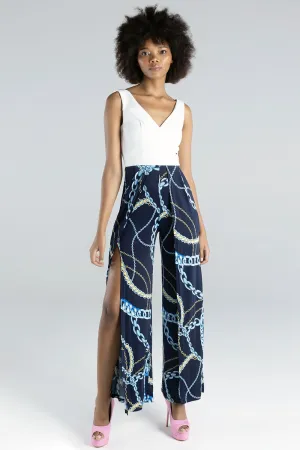 Ladies Short Sleeve Jumpsuit - White