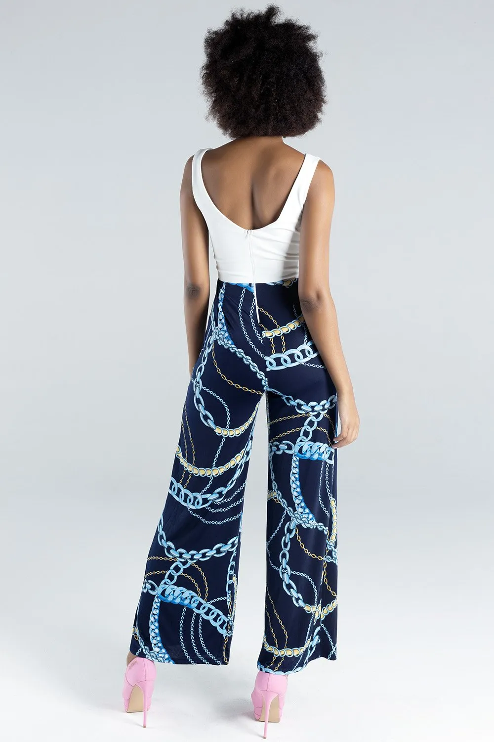 Ladies Short Sleeve Jumpsuit - White