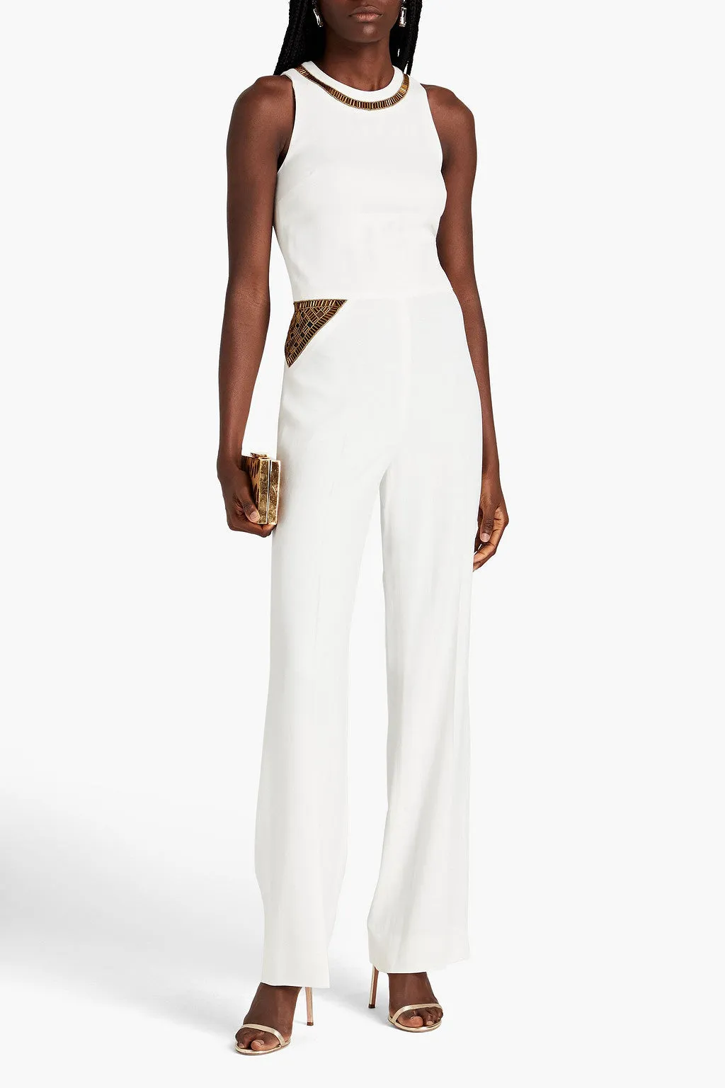 Layla Embroidered Jumpsuit - Egret