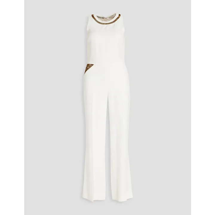 Layla Embroidered Jumpsuit - Egret