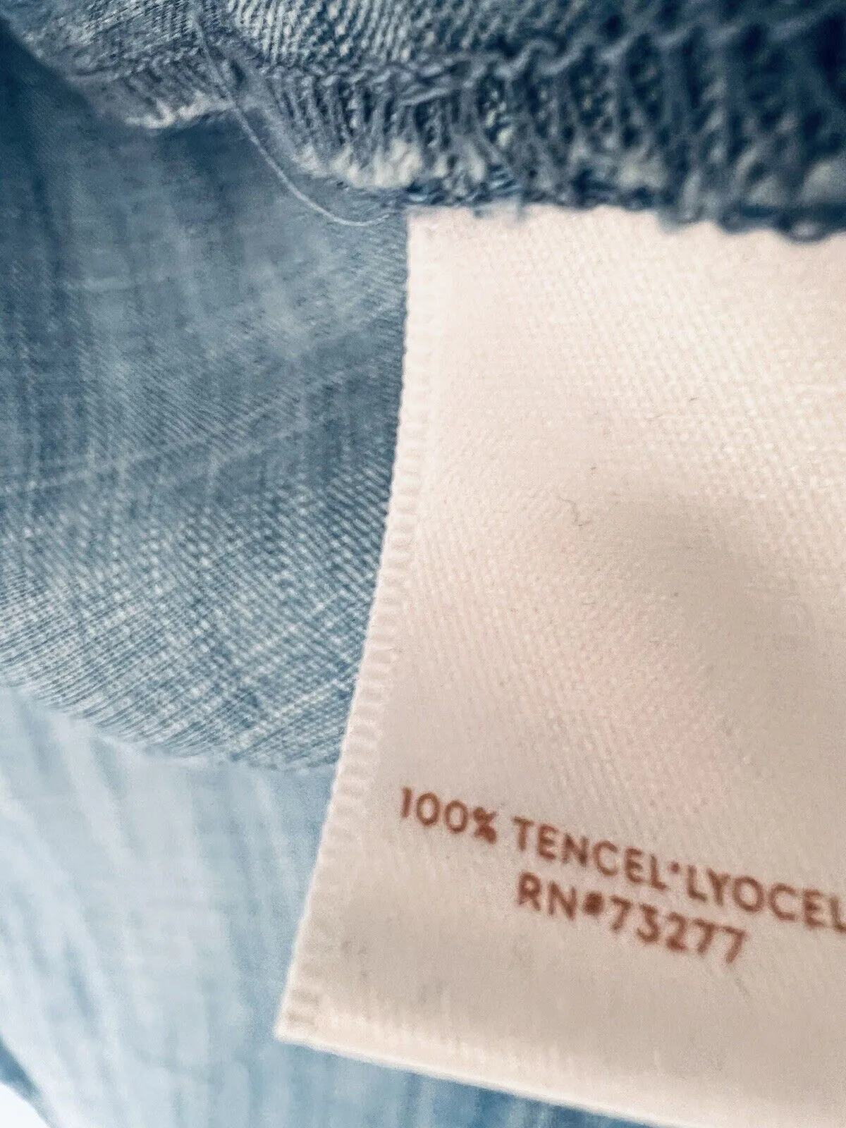 LC Lauren Conrad Denim Blue Blouse Sz L Back Tail Detail Flared Sleeves Boho