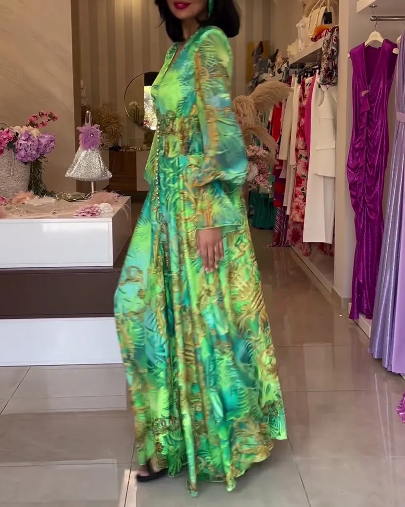 Lidia® | Elegant printed maxi dress with empire waist