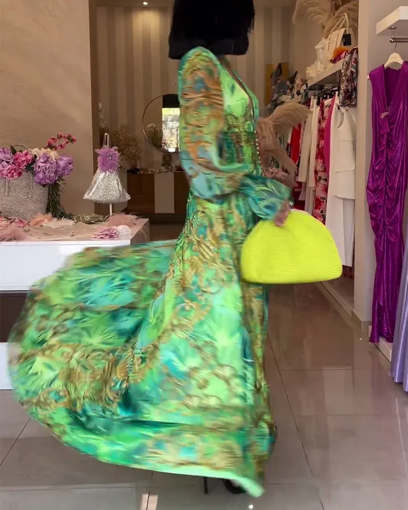 Lidia® | Elegant printed maxi dress with empire waist