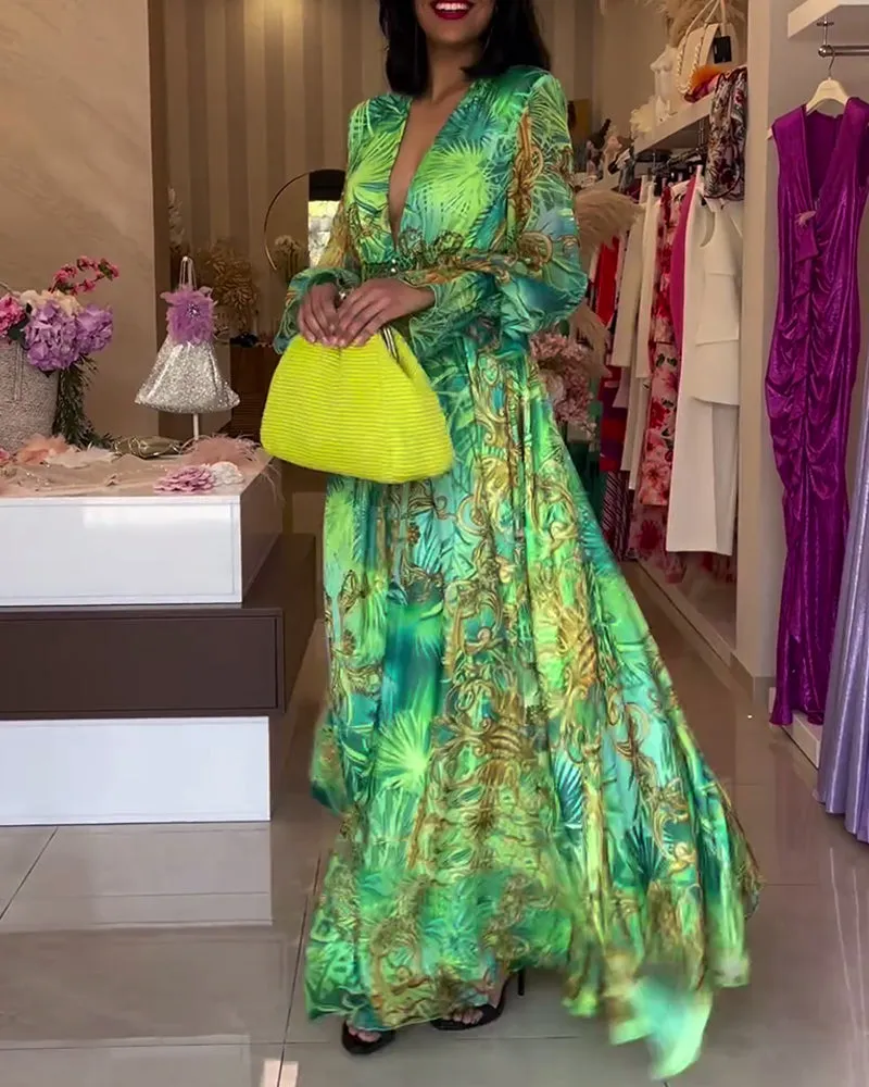 Lidia® | Elegant printed maxi dress with empire waist