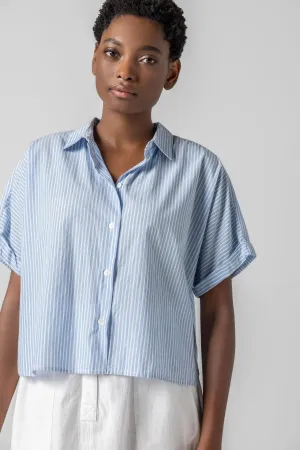 Lilla P Striped Boxy Button Down Top